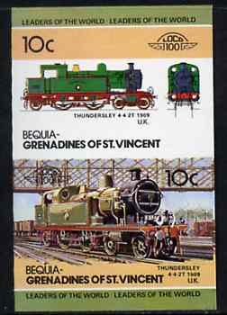St Vincent - Bequia 1984 Locomotives #2 (Leaders of the World) 10c (4-4-2 Thundersley) imperf se-tenant pair unmounted mint*, stamps on railways