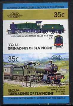 St Vincent - Bequia 1984 Locomotives #2 (Leaders of the World) 35c (4-6-0 Manor Class) imperf se-tenant pair unmounted mint*, stamps on , stamps on  stamps on railways