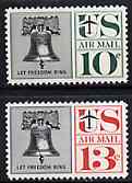 United States 1959 Liberty Bell 10c & 13c unmounted mint, SG A1137-38*, stamps on , stamps on  stamps on bells, stamps on americana