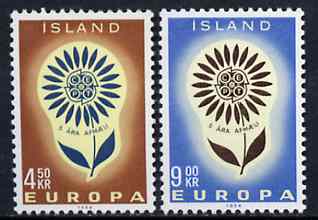 Iceland 1964 Europa set of 2, SG 416-17, Mi 385-86*, stamps on europa