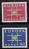 Norway 1963 Europa set of 2, SG 555-56, Mi 498-99*, stamps on europa