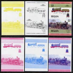 St Vincent - Bequia 1984 Locomotives #1 (Leaders of the World) $2 (City of Truro) set of 6 imperf se-tenant progressive proof pairs comprising the four individual colours, 2-colour and all 4-colour composites unmounted mint, stamps on railways