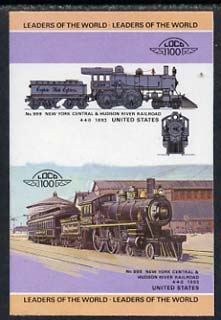 St Vincent - Bequia 1984 Locomotives #1 (Leaders of the World) 25c (4-4-0 New York Central & Hudson River) imperf se-tenant progressive proof pair with Country name and value omitted unmounted mint, stamps on , stamps on  stamps on railways