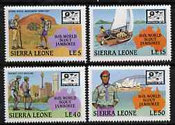Sierra Leone 1987 World Scout Jamboree set of 4 unmounted mint, SG 1091-94*, stamps on scouts, stamps on bridges, stamps on maps, stamps on opera, stamps on sailing