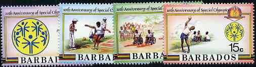 Barbados 1987 Special Olympics set of 4 unmounted mint, SG 832-35*, stamps on , stamps on  stamps on sport    olympics     disabled    shot     wheelchair    long jump