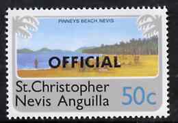 St Kitts-Nevis 1980 Pinney's Beach 50c from 'OFFICIAL' opt  set, SG O5 unmounted mint*, stamps on , stamps on  stamps on tourism