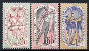 Czechoslovakia 1960 2nd National Spartacist Games (2nd Issue) set of 3 unmounted mint, SG 1160-62, Mi 1203-05*, stamps on , stamps on  stamps on sport     gymnastics, stamps on  stamps on  gym , stamps on  stamps on gymnastics, stamps on  stamps on 