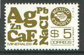Mexico 1975 Minerals 5p from Exports set unmounted mint, SG 1359e*, stamps on , stamps on  stamps on minerals    atomics     chemistry    science, stamps on  stamps on mining, stamps on  stamps on 
