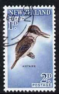 New Zealand 1960 Health - Kingfisher 2d+1d fine used, SG 803, stamps on birds      kingfisher