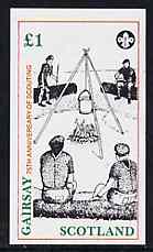 Gairsay 1982 75th Anniversary of Scouting imperf souvenir sheet (Campfire £1 value) unmounted mint, stamps on scouts