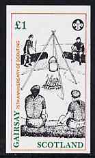 Gairsay 1982 75th Anniversary of Scouting imperf souvenir sheet (Campfire Â£1 value) unmounted mint, stamps on , stamps on  stamps on scouts