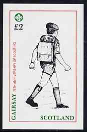 Gairsay 1982 75th Anniversary of Scouting imperf deluxe sheet (£2 value) unmounted mint, stamps on scouts