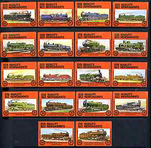 Match Box Labels - complete set of 18 Railway Locos, superb unused condition (Quality Newsagents), stamps on , stamps on  stamps on railways