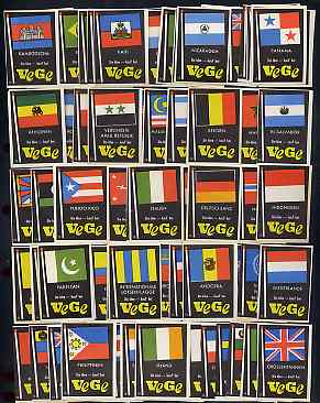 Match Box Labels - complete set of 96 Flags of Nations, superb unused condition (German VeGe series), stamps on flags