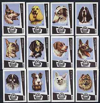 Match Box Labels - complete set of 12 Dogs, superb unused condition (Yugoslavian), stamps on dogs, stamps on bernard