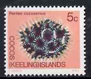 Cocos (Keeling) Islands 1969 Coral 5c value from 1969 Decimal Currency def set unmounted mint, SG 12, stamps on , stamps on  stamps on coral     marine-life