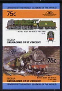 St Vincent - Bequia 1985 Locomotives #4 (Leaders of the World) 75c (4-6-0 Royal Scot) imperf se-tenant proof pair in issued colours from limited printing unmounted mint*