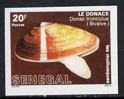 Senegal 1988 Molluscs 20f Bi-valve shell imperf from limited printing unmounted mint, as SG 943*, stamps on , stamps on  stamps on shells