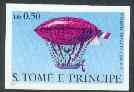 St Thomas & Prince Islands 1980 Airships 0.5Db (De L™me) imperf progressive proof printed in blue, magenta & black (yellow omitted) unmounted mint, stamps on aviation, stamps on airships