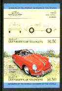 St Vincent - Bequia 1984 Cars #1 (Leaders of the World) $1.50 (1960 Porsche) imperf se-tenant proof pair in issued colours from limited printing unmounted mint*, stamps on cars       porsche