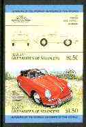 St Vincent - Bequia 1984 Cars #1 (Leaders of the World) $1.50 (1960 Porsche) imperf se-tenant proof pair in issued colours from limited printing unmounted mint*, stamps on , stamps on  stamps on cars       porsche