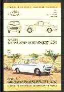 St Vincent - Bequia 1984 Cars #2 (Leaders of the World) 25c (1963 Ford Lotus Cortina) imperf se-tenant proof pair in issued colours from limited printing unmounted mint*, stamps on , stamps on  stamps on cars         ford  lotus