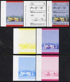 St Vincent - Bequia 1984 Cars #2 (Leaders of the World) 20c (1911 Marmon Wasp) set of 7 imperf se-tenant progressive colour proof pairs comprising the four individual colours plus 2, 3 and all 4-colour composites unmounted mint, stamps on , stamps on  stamps on cars         marmon