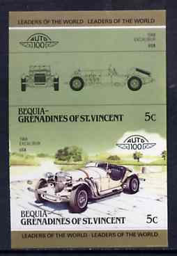 St Vincent - Bequia 1985 Cars #3 (Leaders of the World) 5c (1968 Excalibur) imperf se-tenant proof pair in issued colours from limited printing unmounted mint*, stamps on , stamps on  stamps on cars       excalibur