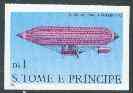 St Thomas & Prince Islands 1980 Airships 1Db (Paul Hanlein) imperf progressive proof printed in blue, magenta & black (yellow omitted) unmounted mint, stamps on , stamps on  stamps on aviation, stamps on  stamps on airships