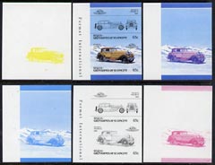 St Vincent - Bequia 1986 Cars #5 (Leaders of the World) 65c (1929 Isotta Fraschini) set of 6 imperf se-tenant progressive colour proof pairs comprising the four individua..., stamps on cars       isotta, stamps on 