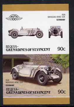 St Vincent - Bequia 1986 Cars #6 (Leaders of the World) 90c (1928 Mercedes Benz) imperf se-tenant proof pair in issued colours from limited printing unmounted mint*, stamps on , stamps on  stamps on cars       mercedes benz      