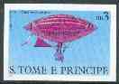 St Thomas & Prince Islands 1980 Airships 3Db (Gaston Brothers) imperf progressive proof printed in blue, magenta & black (yellow omitted) unmounted mint, stamps on , stamps on  stamps on aviation, stamps on  stamps on airships