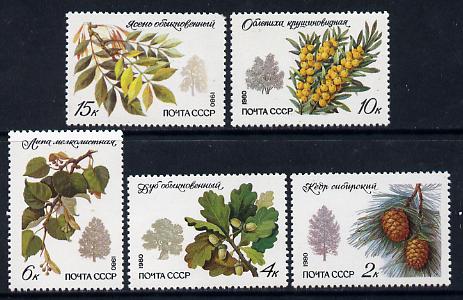 Russia 1980 Trees & Shrubs set of 5 unmounted mint, SG 5044-48, Mi 5002-06*, stamps on , stamps on  stamps on flowers, stamps on  stamps on trees