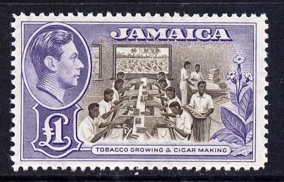 Jamaica 1938-52 KG6 Tobacco Growing & Cigar making \A31 unmounted mint SG 133a, stamps on tobacco, stamps on smoking