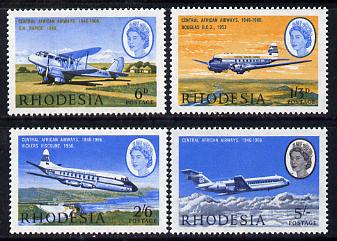 Rhodesia 1966 20th Anniversary of Central African Airways set of 4 unmounted mint, SG 393-6, stamps on aviation