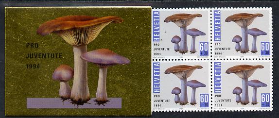 Switzerland 1994 Pro Juventute Booklet - Fungi complete and very fine SG JSB44, stamps on fungi