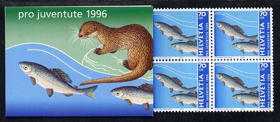 Switzerland 1996 Pro Juventute Booklet - Wildlife complete and very fine SG JSB46, stamps on fish, stamps on otters