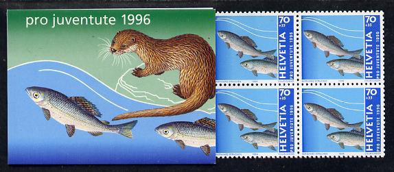 Switzerland 1996 Pro Juventute Booklet - Wildlife complete and very fine SG JSB46, stamps on , stamps on  stamps on fish, stamps on  stamps on otters