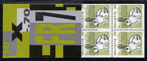 Switzerland 1994 Rabbit 7f booklet complete and very fine, SG PS64, stamps on , stamps on  stamps on rabbits