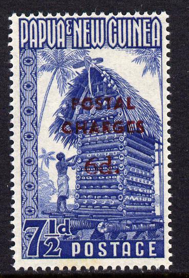 Papua New Guines 1960 Postal Due 6d on 7.5d blue opt'd Postal Charges unmounted mint, SG D4, stamps on , stamps on  stamps on postage due