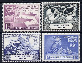 Gilbert & Ellice Islands 1949 KG6 75th Anniversary of Universal Postal Union set of 4 unmounted mint, SG59-62, stamps on , stamps on  stamps on , stamps on  stamps on  upu , stamps on  stamps on  kg6 , stamps on  stamps on 