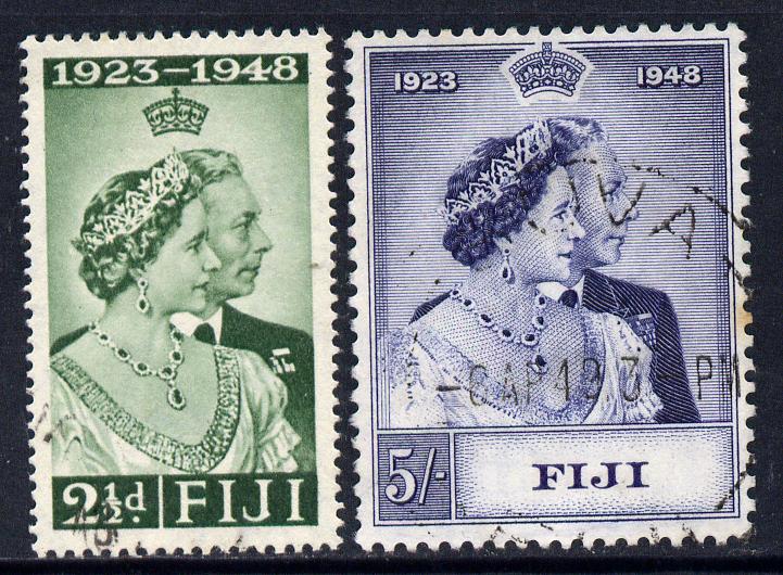 Fiji 1948 KG6 Royal Silver Wedding set of 2 cds used SG 270-1, stamps on , stamps on  stamps on , stamps on  stamps on  kg6 , stamps on  stamps on silver wedding, stamps on  stamps on royalty