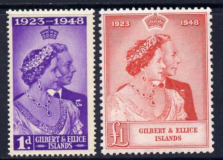 Gilbert & Ellice Islands 1949 KG6 Royal Silver Wedding set of 2 cds used SG 57-8, stamps on , stamps on  stamps on , stamps on  stamps on  kg6 , stamps on  stamps on silver wedding, stamps on  stamps on royalty