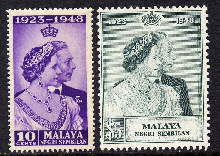 Malaya - Negri Sembilan 1948 KG6 Royal Silver Wedding perf set of 2 mounted mint, SG 40-1, stamps on , stamps on  kg6 , stamps on silver wedding, stamps on royalty