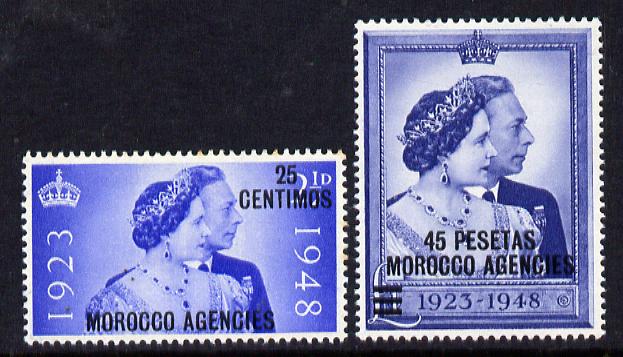 Morocco Agencies - Spanish 1948 KG6 Royal Silver Wedding perf set of 2 mounted mint, SG 176-7, stamps on , stamps on  stamps on , stamps on  stamps on  kg6 , stamps on  stamps on silver wedding, stamps on  stamps on royalty