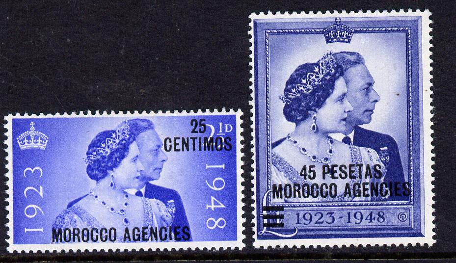 Morocco Agencies - Spanish 1948 KG6 Royal Silver Wedding perf set of 2 unmounted mint, SG 176-7, stamps on , stamps on  stamps on , stamps on  stamps on  kg6 , stamps on  stamps on silver wedding, stamps on  stamps on royalty