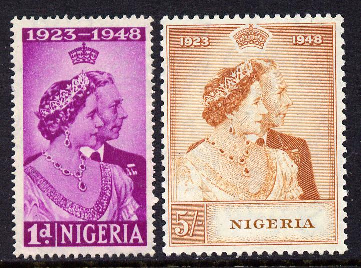 Nigeria 1948 KG6 Royal Silver Wedding perf set of 2 mounted mint, SG 62-3, stamps on , stamps on  stamps on , stamps on  stamps on  kg6 , stamps on  stamps on silver wedding, stamps on  stamps on royalty