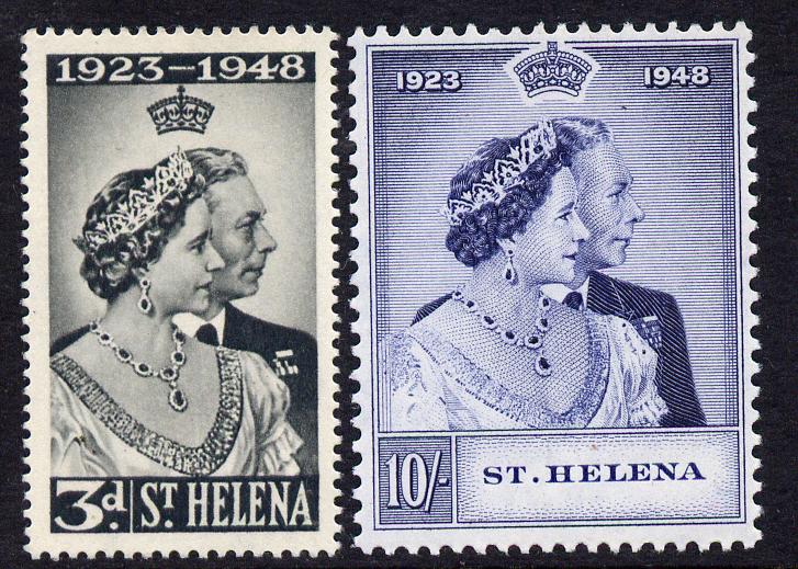 St Helena 1948 KG6 Royal Silver Wedding perf set of 2 unmounted mint, SG 143-4, stamps on , stamps on  kg6 , stamps on silver wedding, stamps on royalty