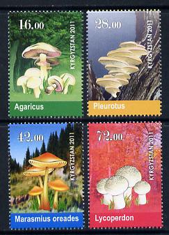 Kyrgyzstan 2011 Fungi perf set of 4 unmounted mint, stamps on , stamps on  stamps on fungi