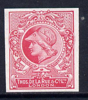 Cinderella - Great Britain 1911 De La Rue undenominated imperf Minerva Head dummy stamp in cerise with part shaded background unmounted mint, stamps on , stamps on  stamps on cinderellas, stamps on  stamps on 